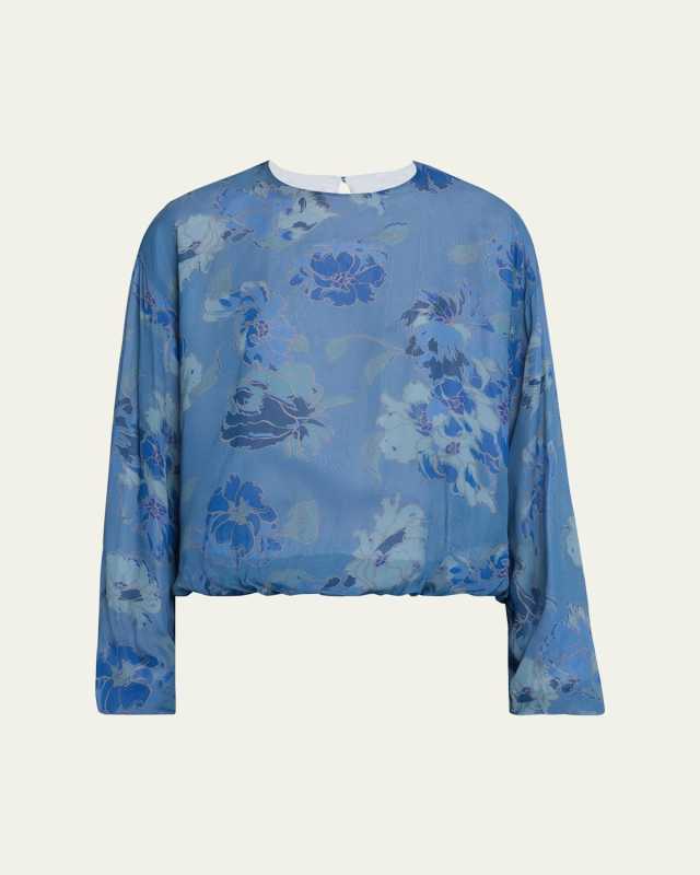 Capo Floral Print Shirt with Elastic Hem