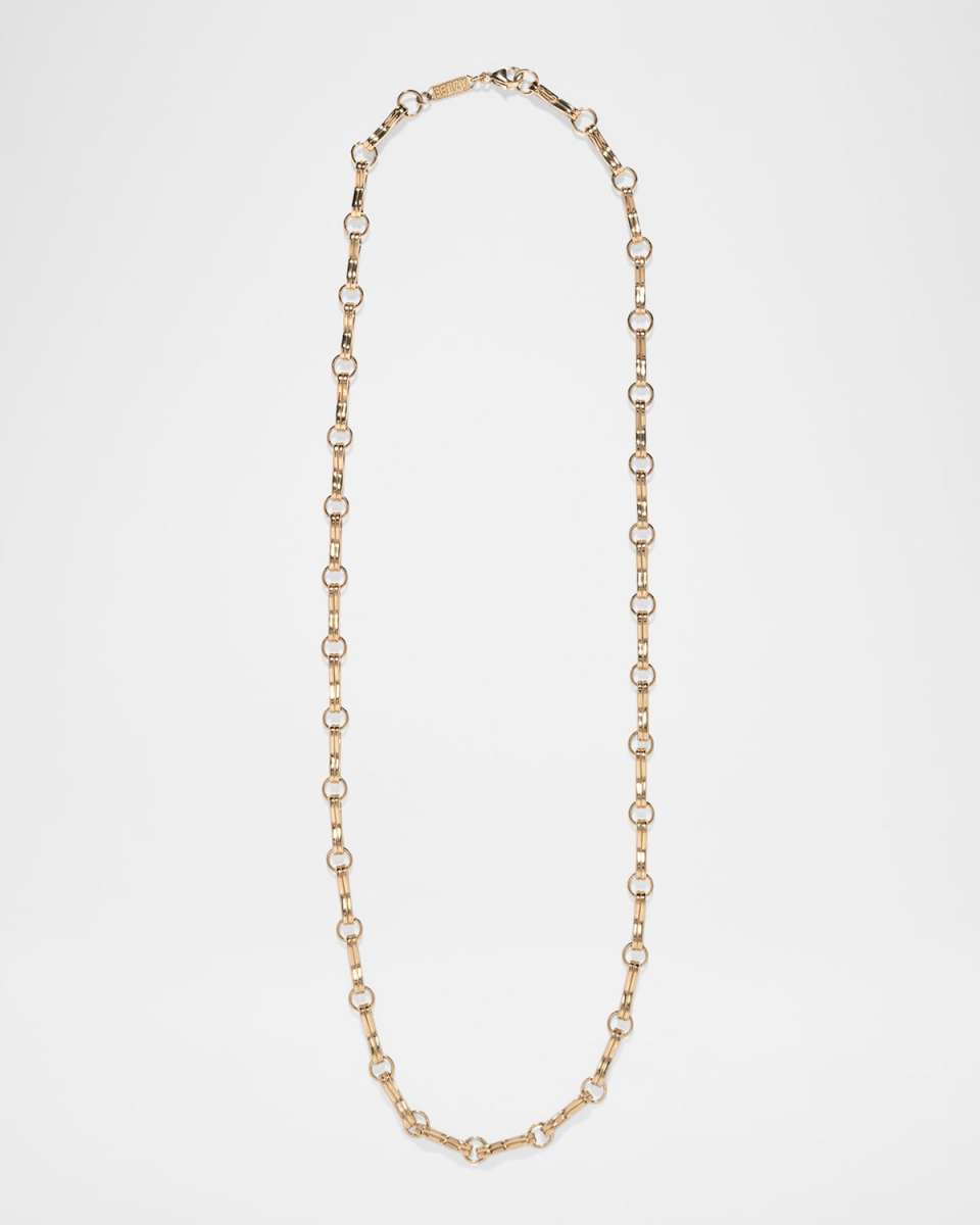 18K Yellow Gold Large Motif Double-Link Chain Necklace, 18"L