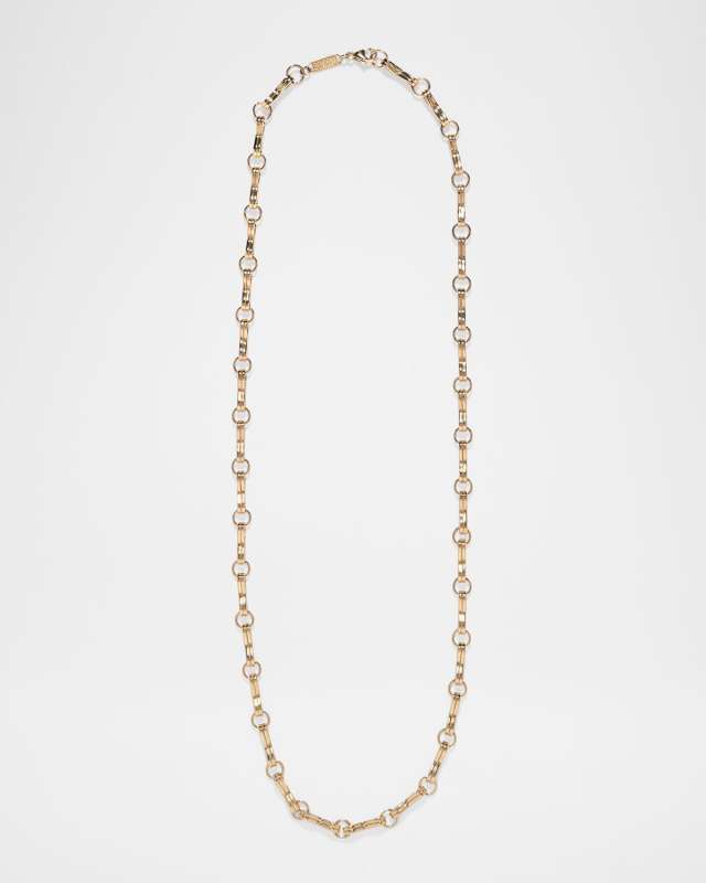 18K Yellow Gold Large Motif Double-Link Chain Necklace, 18"L
