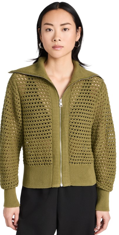 Varley Eloise Full Zip Knit Fresh Fern