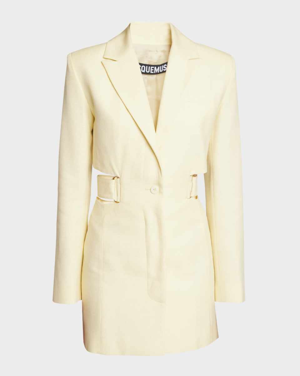 Bari Belted Cutout Single-Breasted Mini Blazer Dress