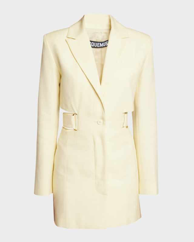 Bari Belted Cutout Single-Breasted Mini Blazer Dress