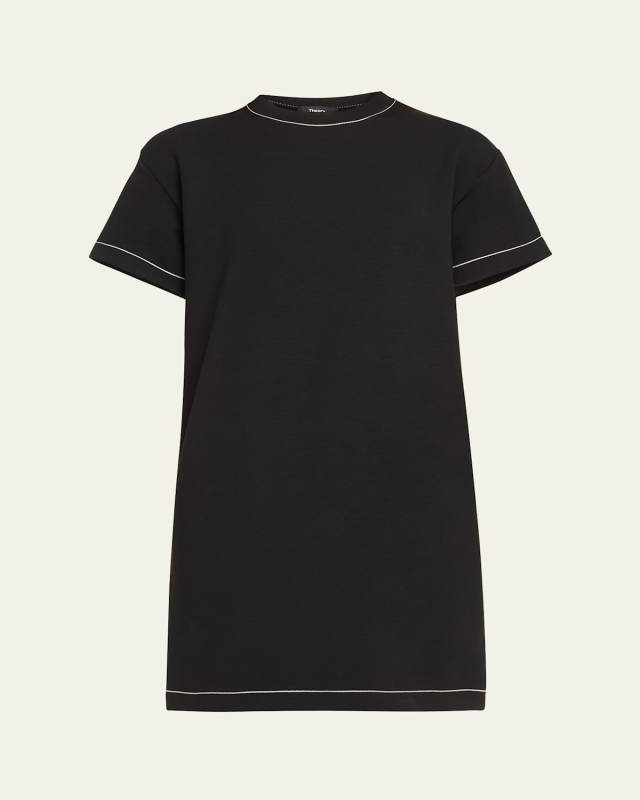 Contrast Stitch Short-Sleeve Mini T-Shirt Dress