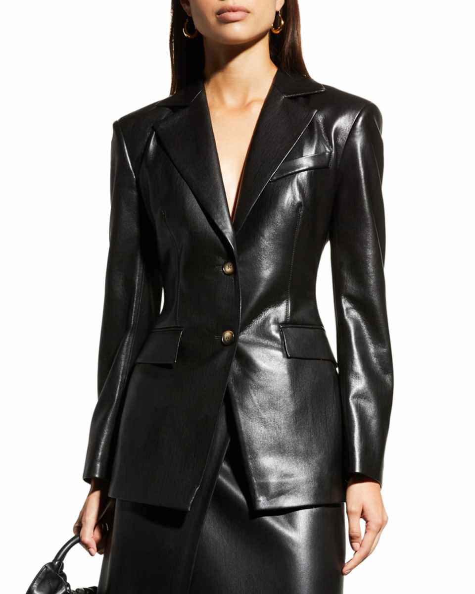 Hathi Single-Breasted Faux Leather Blazer