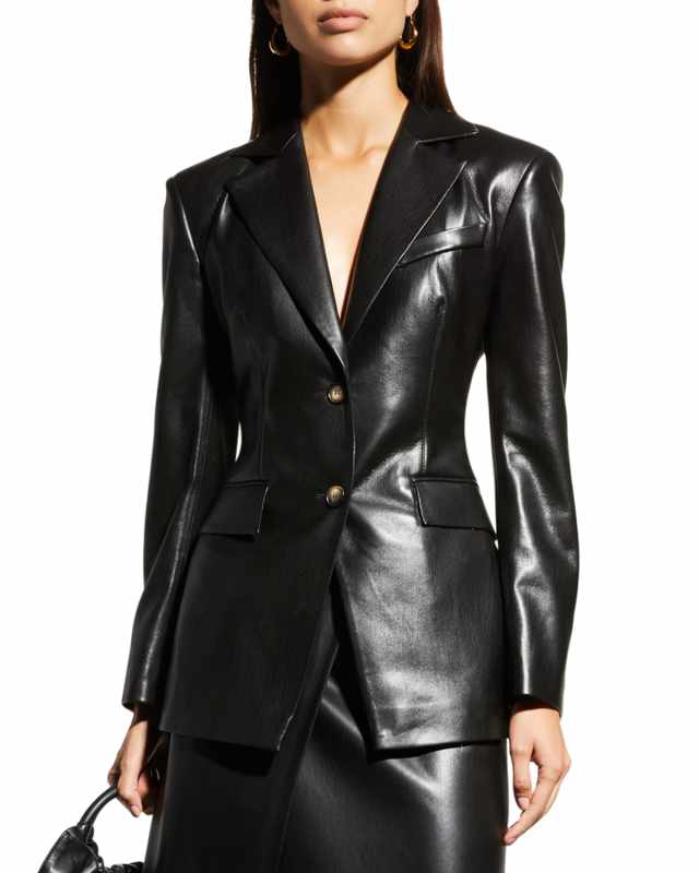 Hathi Single-Breasted Faux Leather Blazer