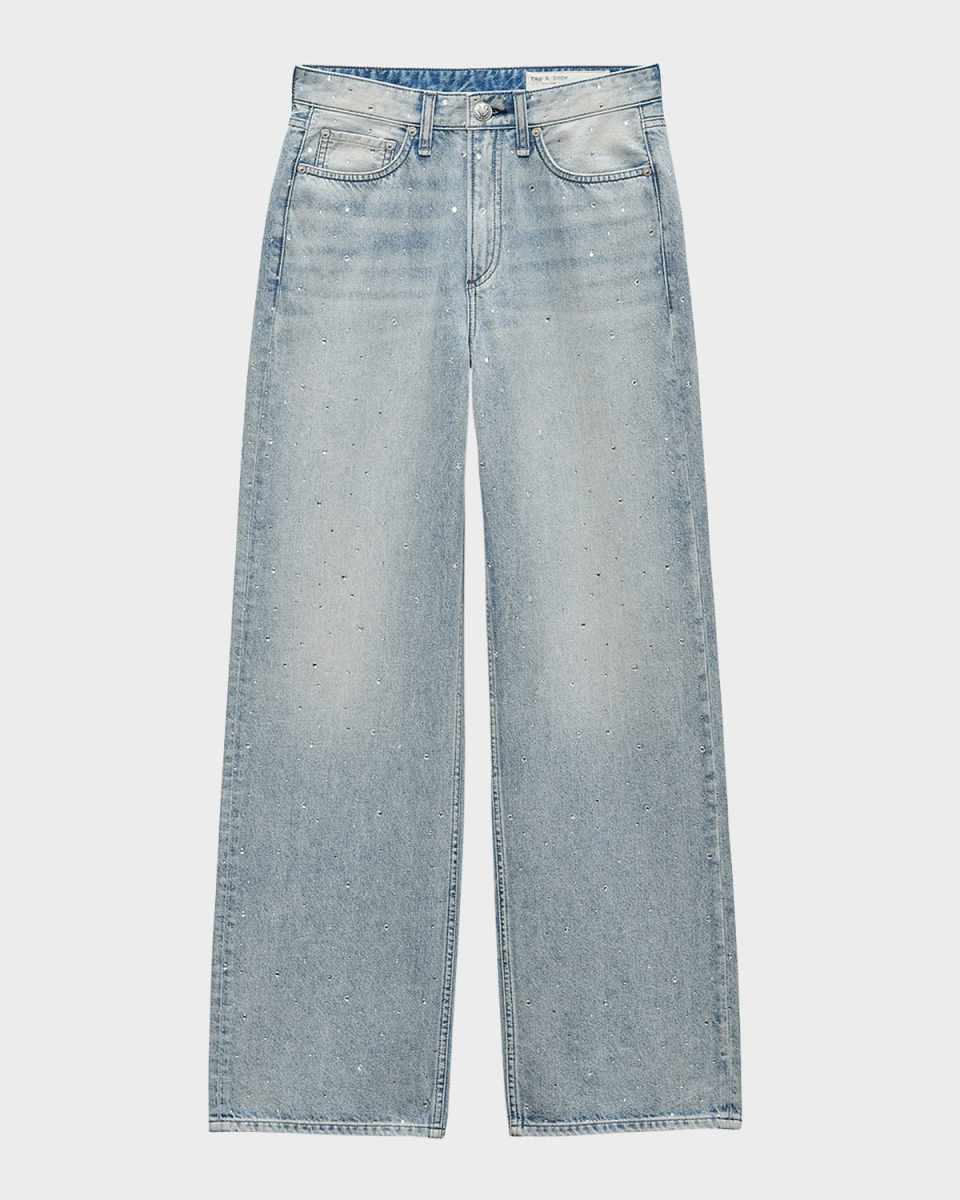 Logan Wide-Leg Rhinestone Jeans