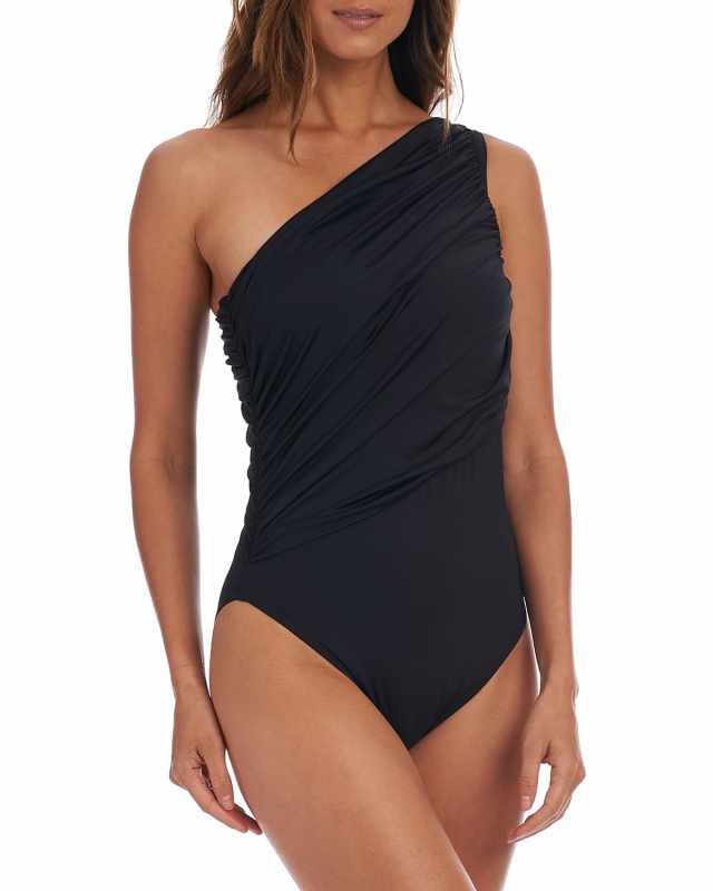 Island Goddess Shirred One-Shoulder One-Piece Swimsuit