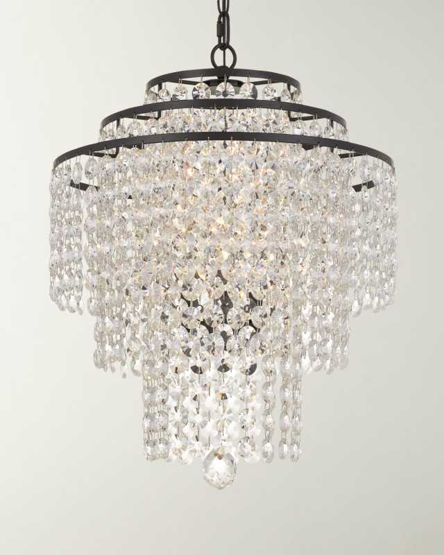 Arielle Crystal 18" Bronze Chandelier