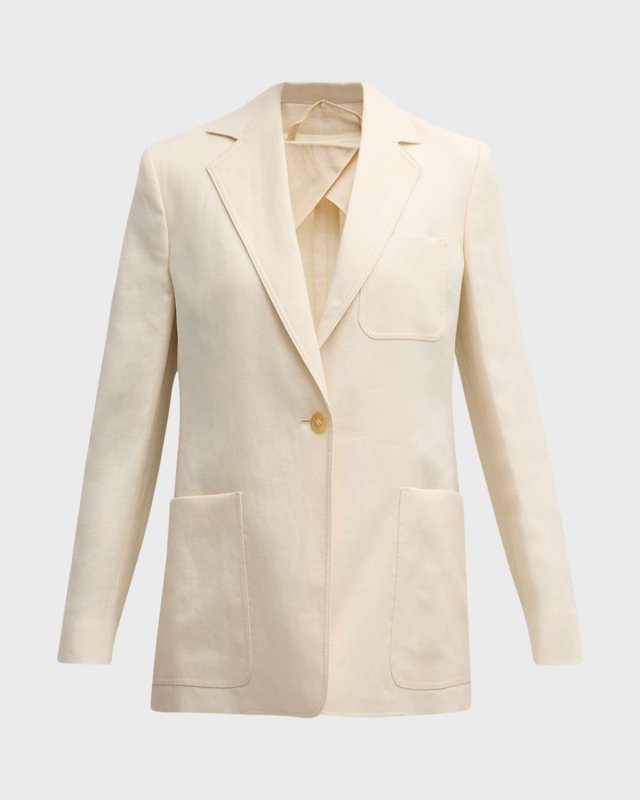 Boemia Cotton-Blend Single-Breasted Blazer Jacket