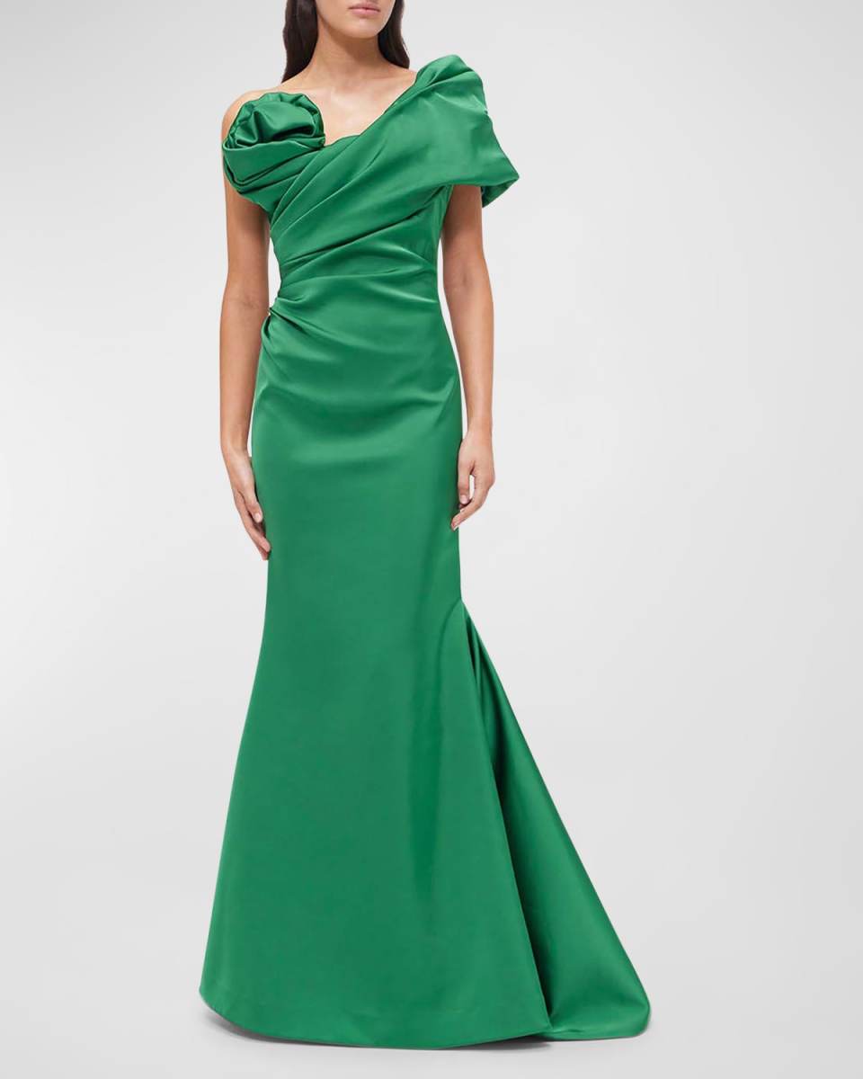 Edan Off-Shoulder Ruched Trumpet Gown