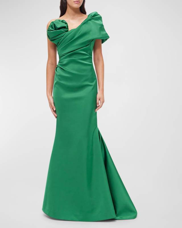 Edan Off-Shoulder Ruched Trumpet Gown