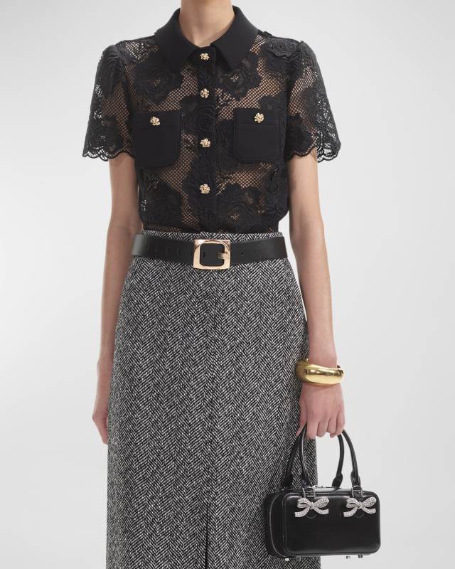 Short-Sleeve Boxy Lace Top