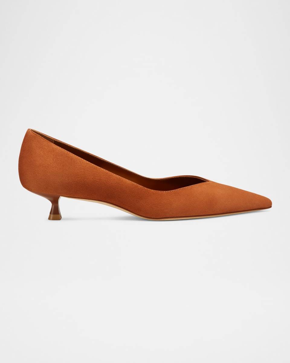Eva Suede Kitten-Heel Pumps