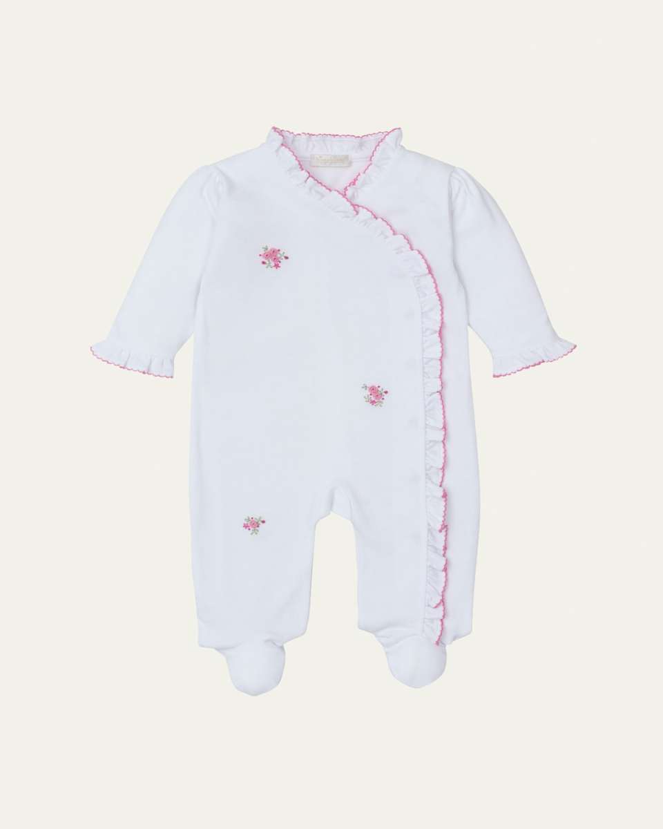 Girl's Roses And Blooms Hand Embroidered Footie, Size Newborn-9