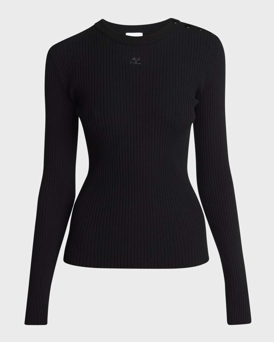 Shoulder Snaps Long-Sleeve Rib Sweat