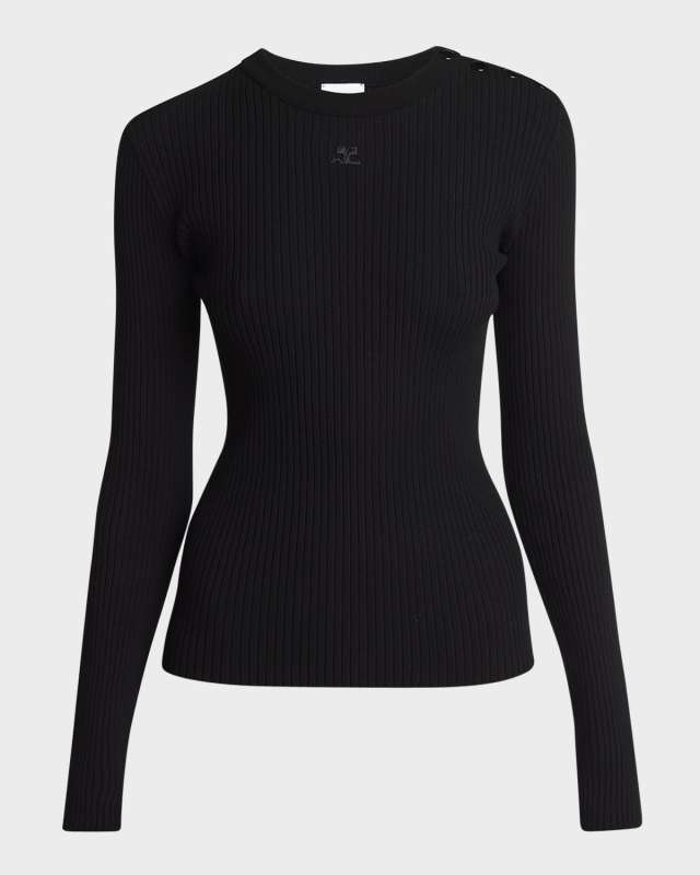 Shoulder Snaps Long-Sleeve Rib Sweat
