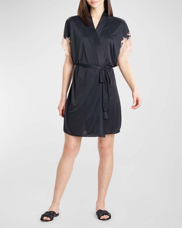 Enchant Lace-Trim Silk Rob