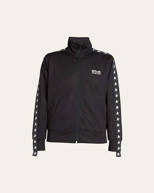 Grosgrain-Trim Tech Jersey Track Jacket