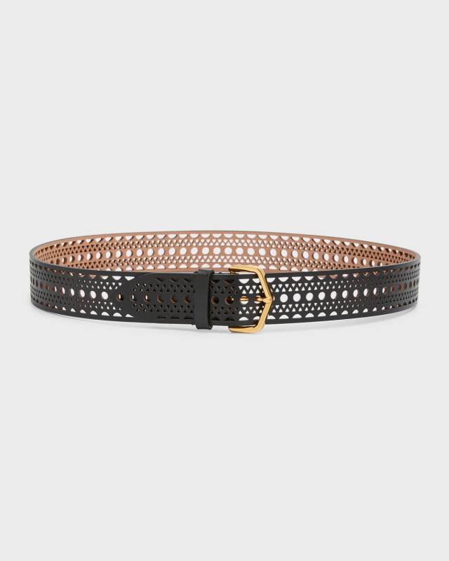 Vienne Thin Laser-Cut Leather Belt
