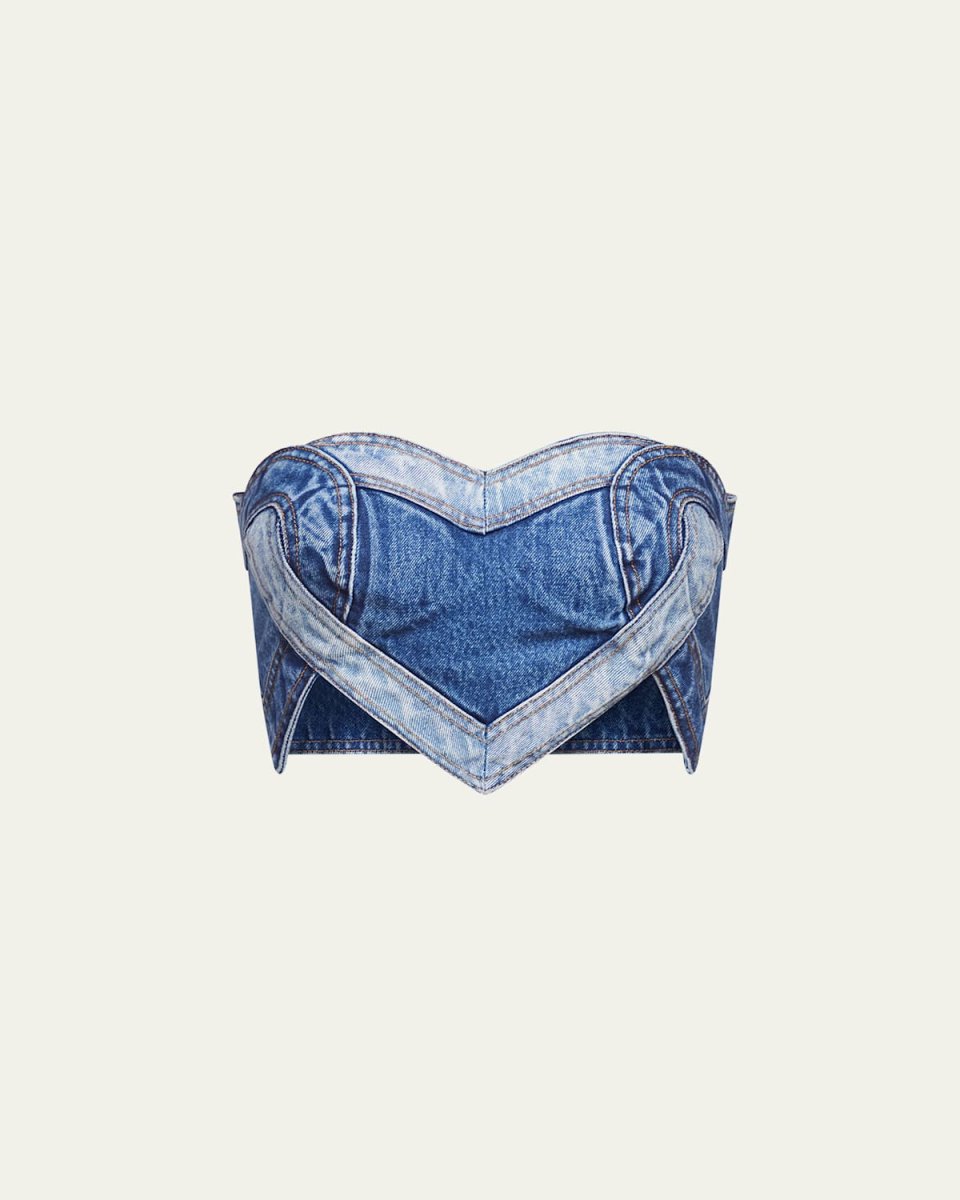 Patchwork Denim Heart Bandeau Top