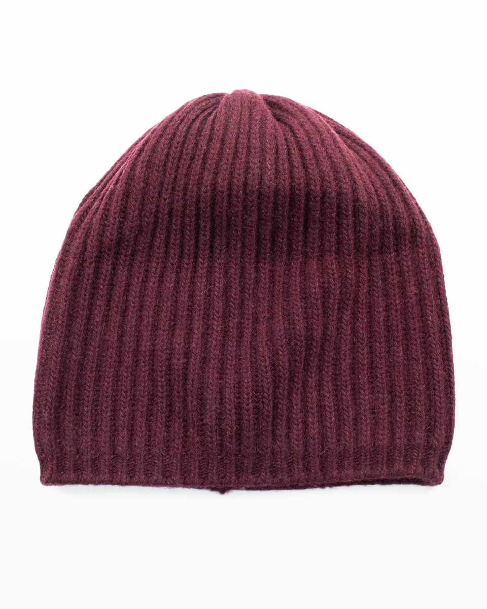Slouchy Ribbed Cashmere Beanie
