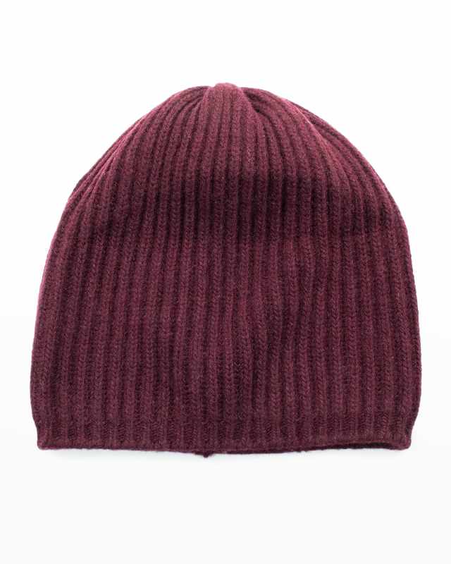 Slouchy Ribbed Cashmere Beanie