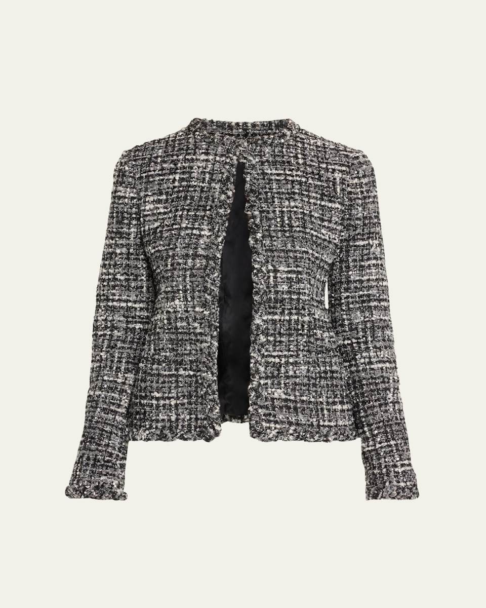 Braided Collar Tweed Fitted Jacket