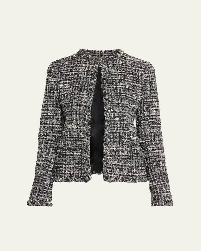 Braided Collar Tweed Fitted Jacket