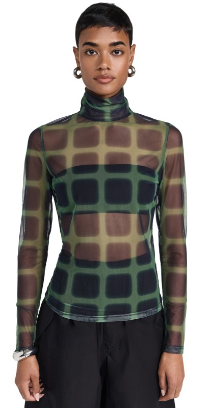 PH5 Sulley Plaid Turtleneck Top Green & Black