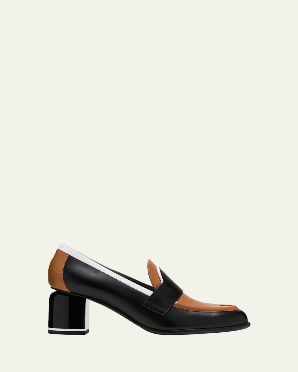 Easton Mixed Leather Heeled Loafers