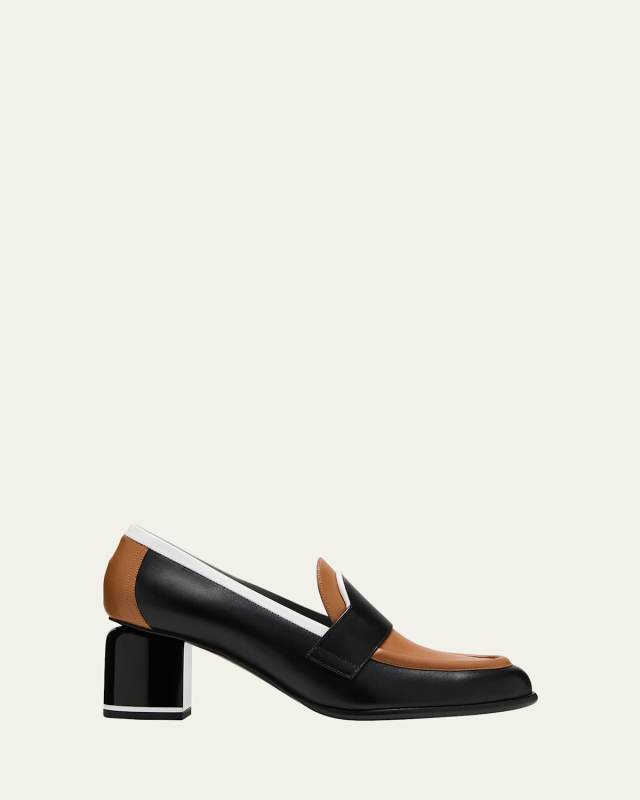 Easton Mixed Leather Heeled Loafers