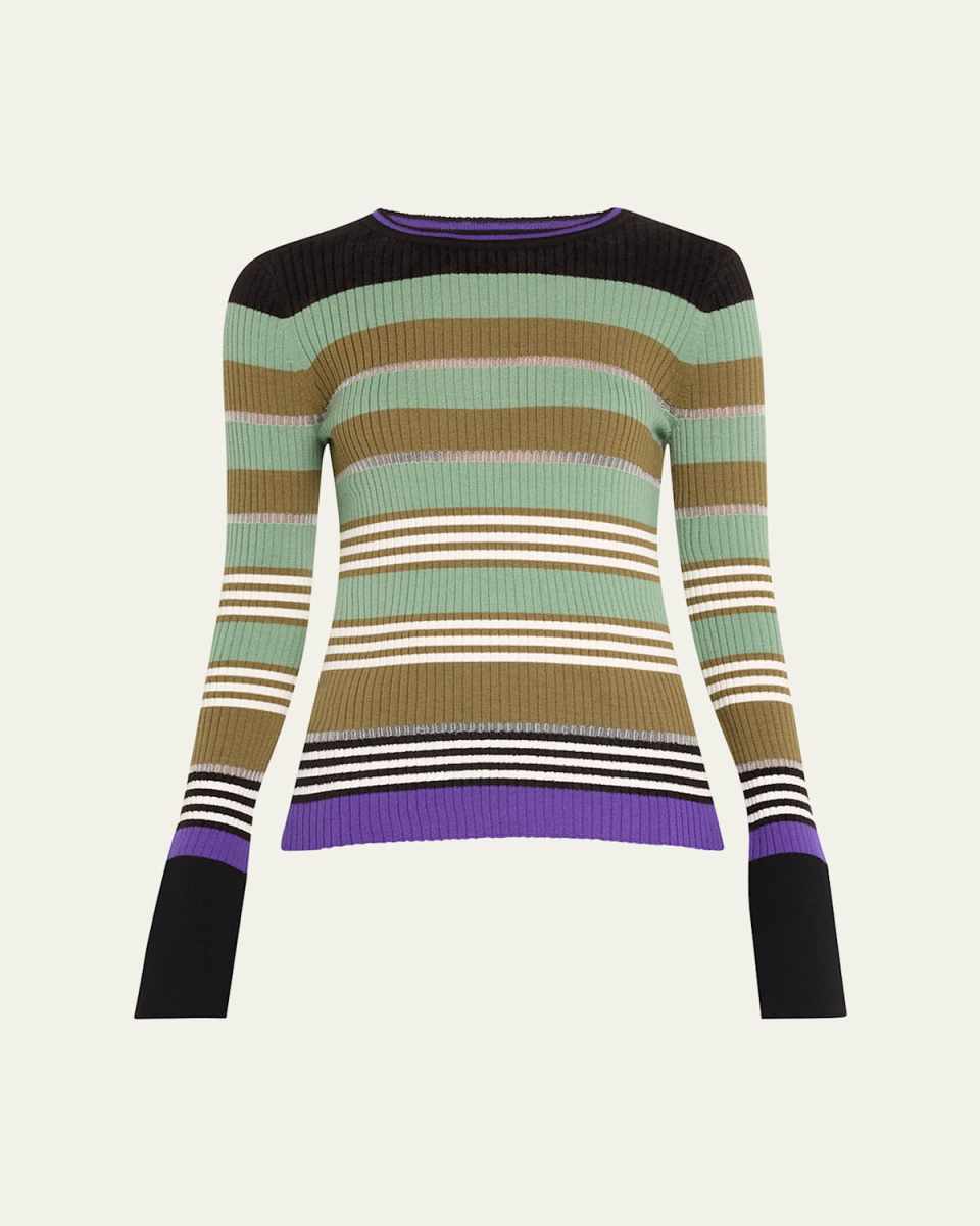 Yvonne Stripe Ribbed Wool Sweater