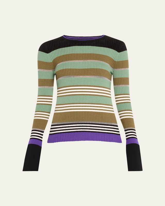 Yvonne Stripe Ribbed Wool Sweater