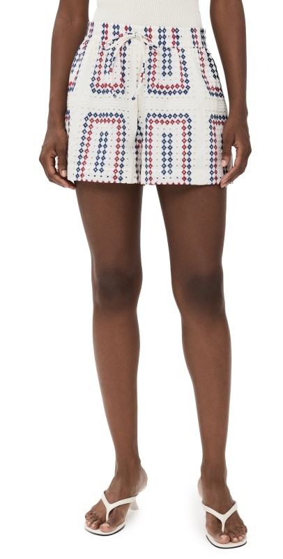 Hill House Home Audrey Shorts Geo Eyelet/Red White Blue