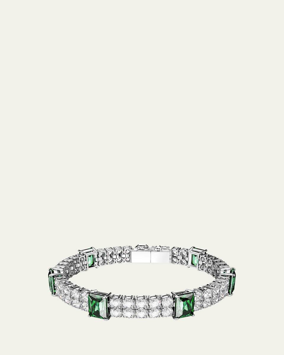 Matrix Rhodium-Tone Mix-Cut Crystal Tennis Bracelet
