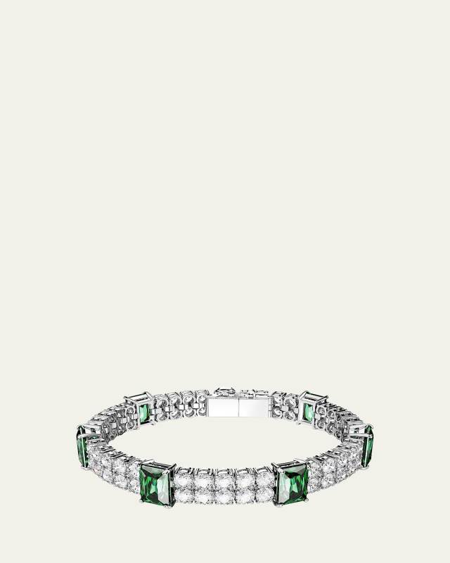 Matrix Rhodium-Tone Mix-Cut Crystal Tennis Bracelet