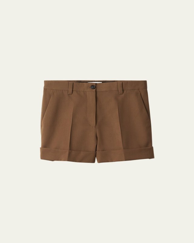 Logo Gabardine Low-Waist Bermuda Shorts