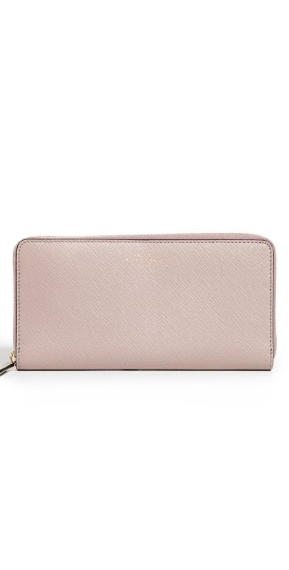 Smythson Large Zip Around Wallet Taupe