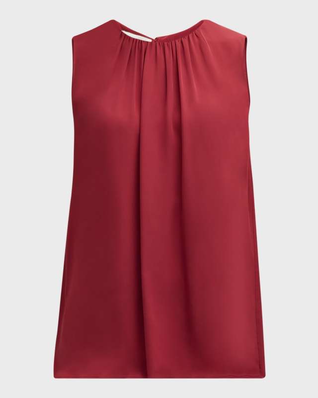 Sleeveless Ruched Silk Blous