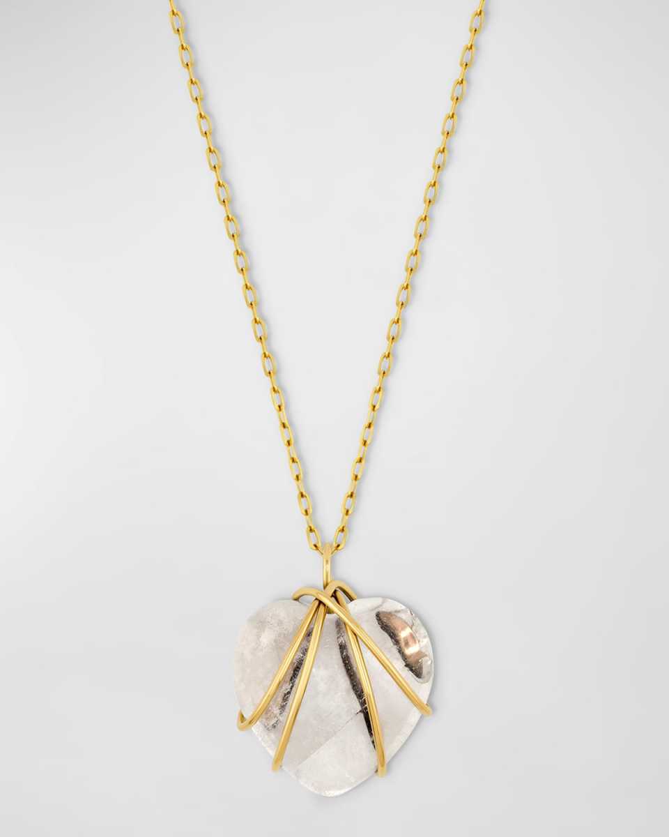 Crystal Quartz Hand-Wrapped Heart Necklace