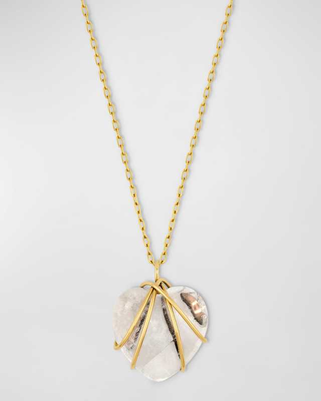 Crystal Quartz Hand-Wrapped Heart Necklace