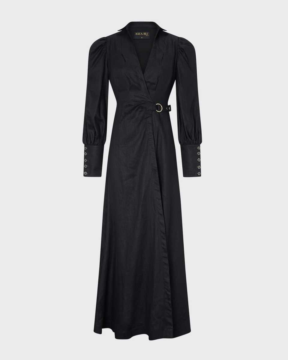 Celine French Linen Wrap Maxi Dress