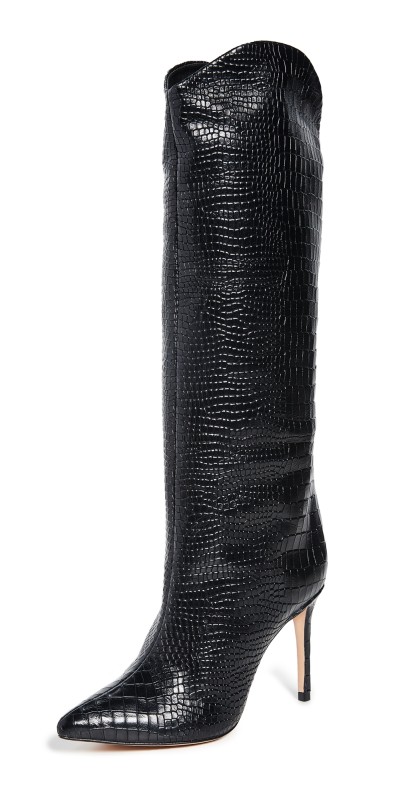 Schutz Maryana Croc Tall Boots Black