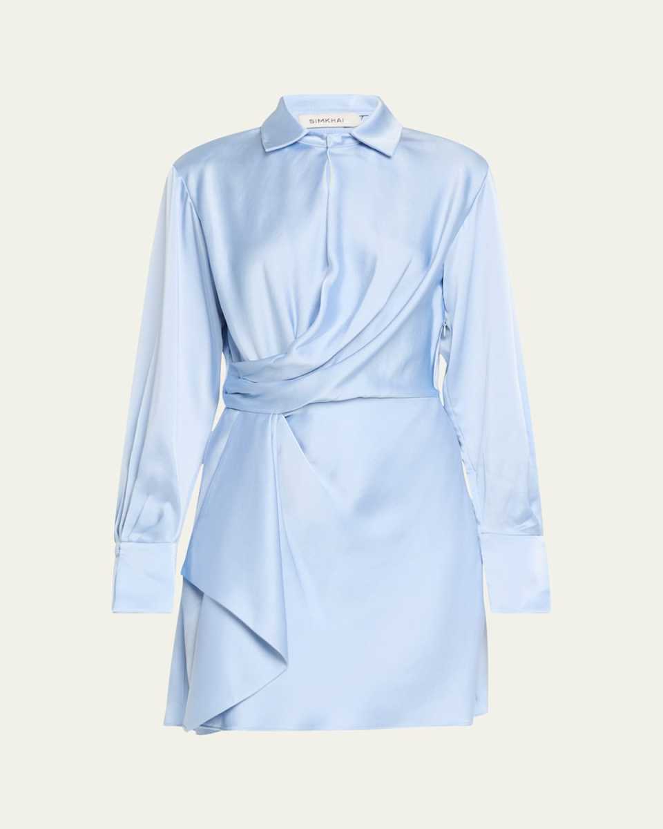 Talit Draped-Front Mini Shirtdress