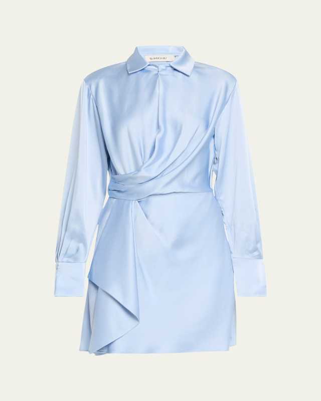 Talit Draped-Front Mini Shirtdress