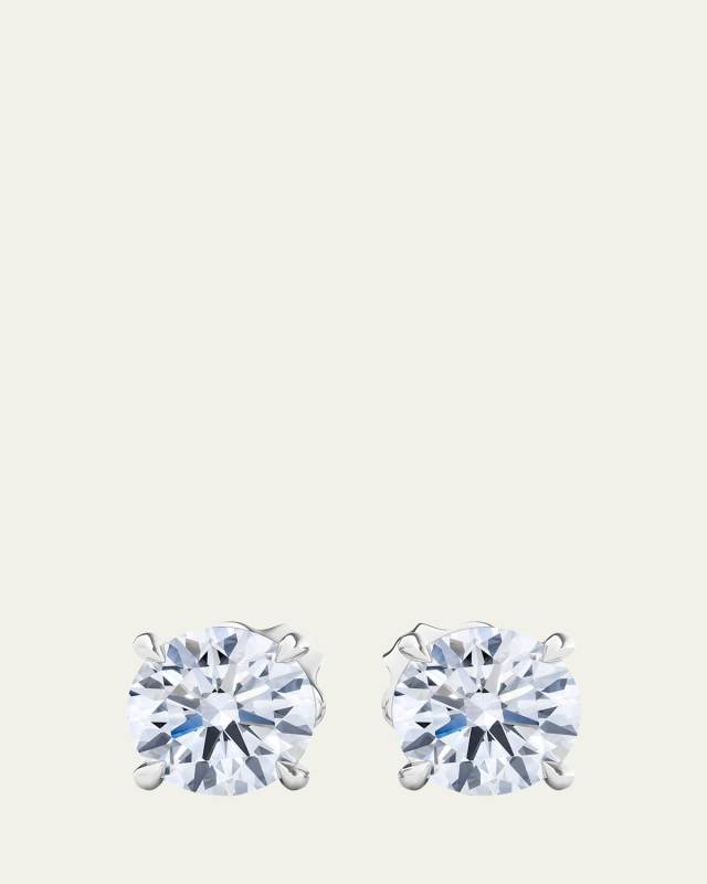 18K Round Brilliant Lab Grown Diamond Stud Earrings, 2.0tcw