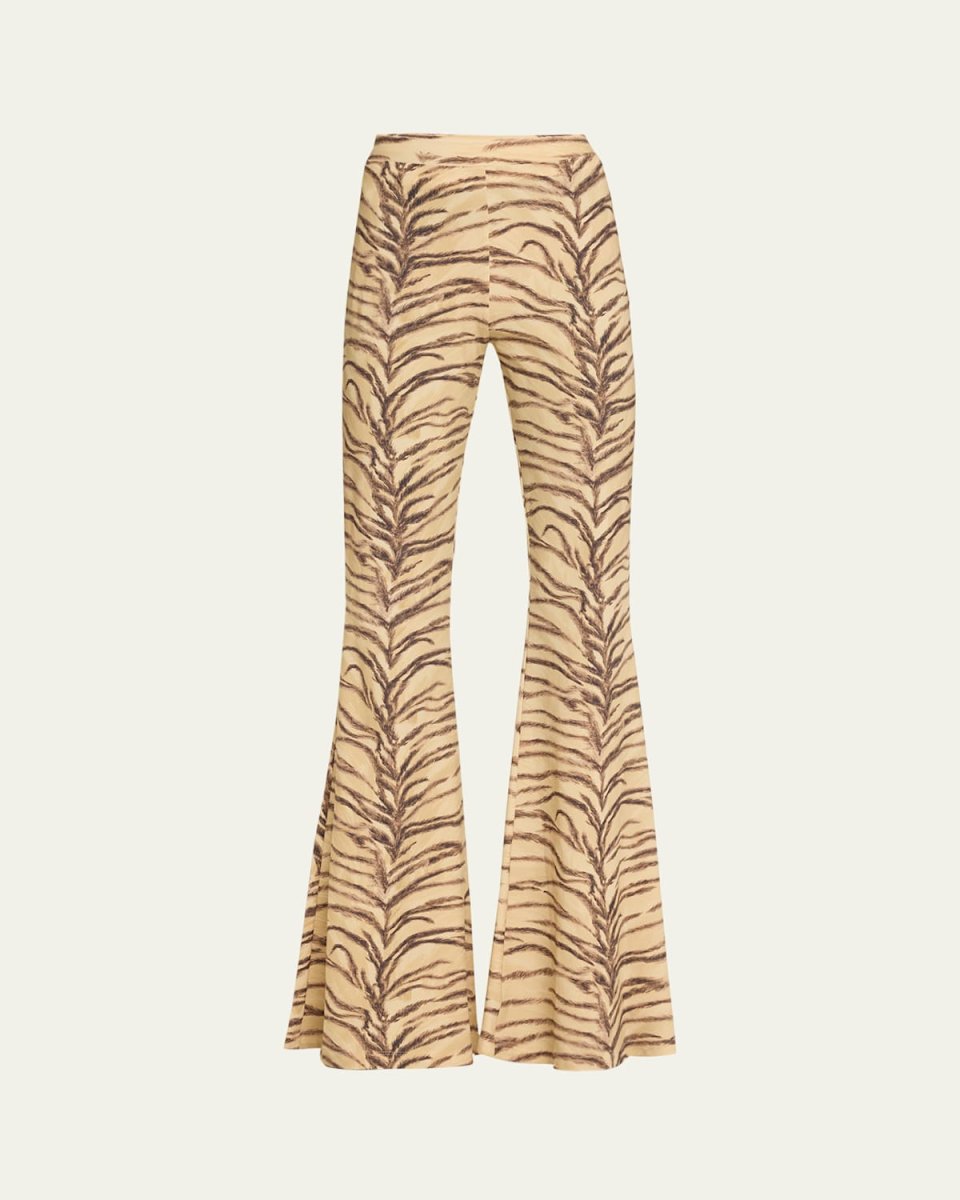 Tiger Print Flared Trousers