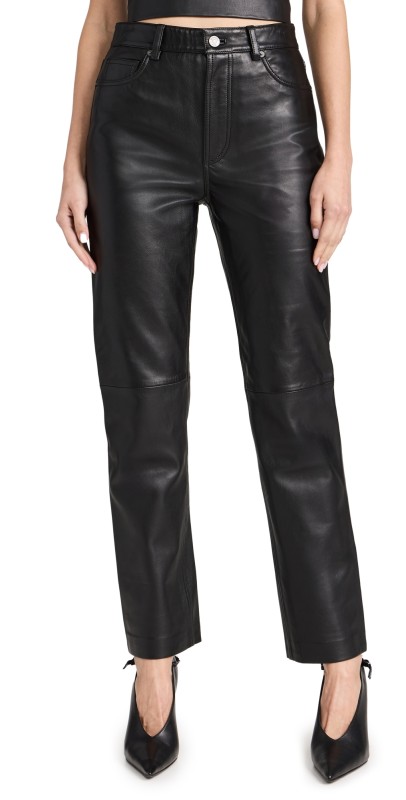 Reformation Veda Leather Cynthia Pants Black