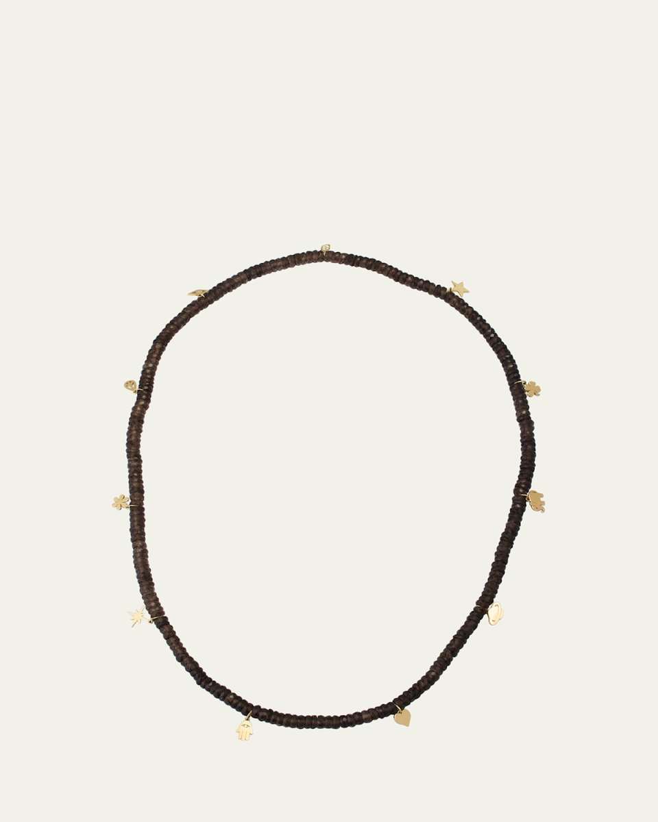 Icon Charm & Smokey Topaz Rondelle Wrap Bracelet