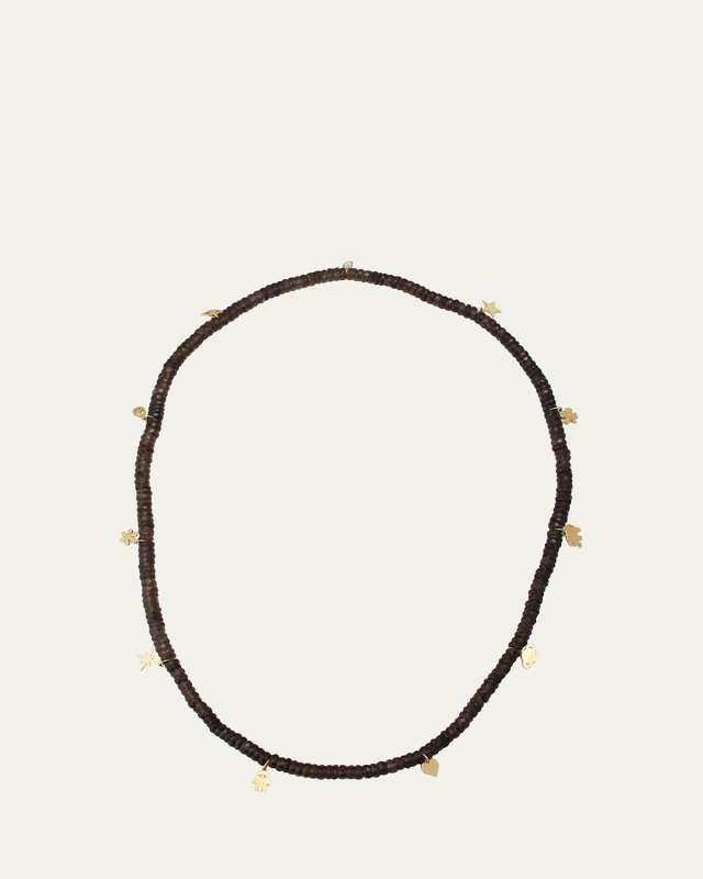 Icon Charm & Smokey Topaz Rondelle Wrap Bracelet
